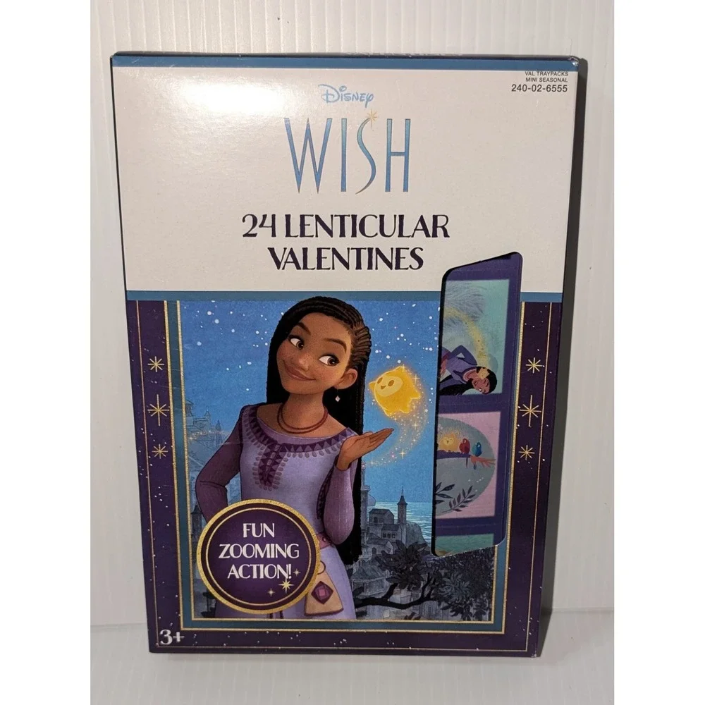 Disney WISH Valentines Day Exchange Cards Box of 24 Lenticular Valentines NEW